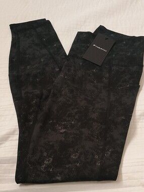 Fabletics Black Marble-Print High-Waist Leggings